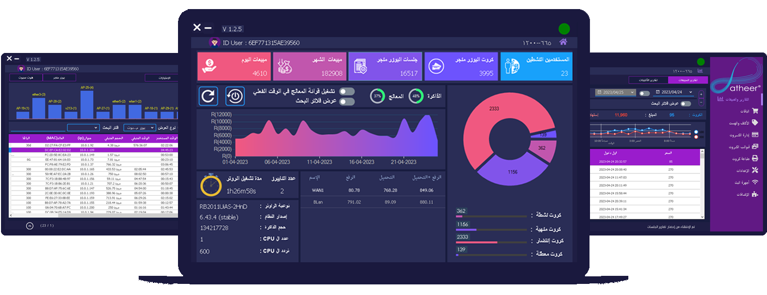 لوحة تحكم برنامج Space Gate لإدارة الشبكات وبيع كروت الواي فاي